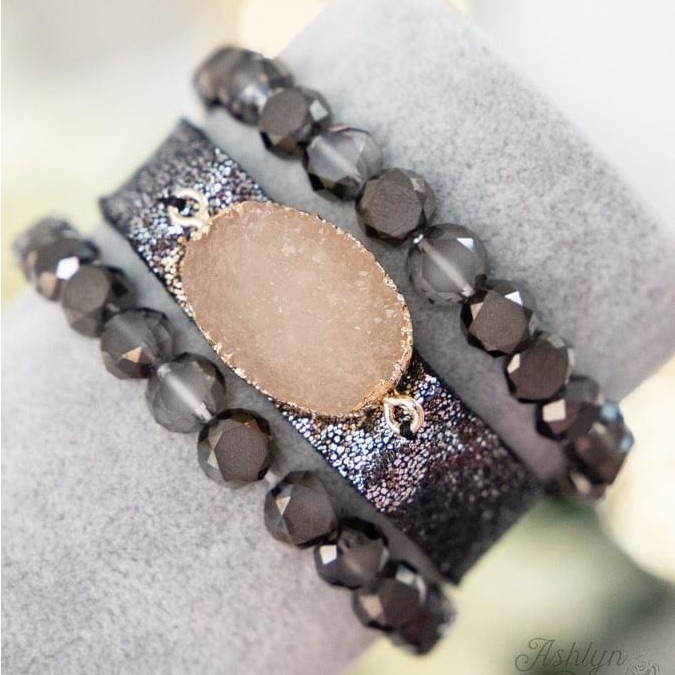 3 Strand Stone Bracelet Set